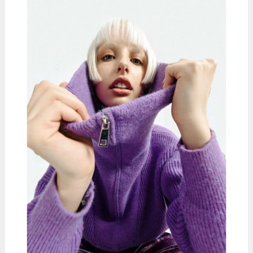 Lili Sidonio x Molly Bracken oversized Zip turtleneck chunky Sweater - Picture 6 of 15